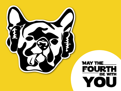 May The Fourth french bulldog illustration may the fourth princess leia star wars sticker