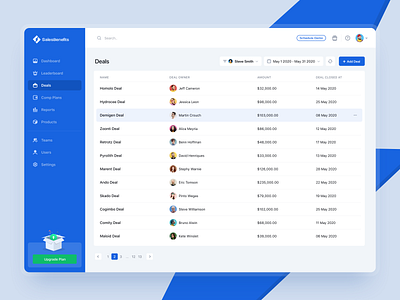 Deals Dashboard clean commissions dashboard deals design filter report sales sales benefits team ui ux