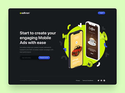 Prelaunch Landing Page ads branding campaign clean dark theme design flat graphics icons illustration landing landing page logo mobile campaign typography ui ux website