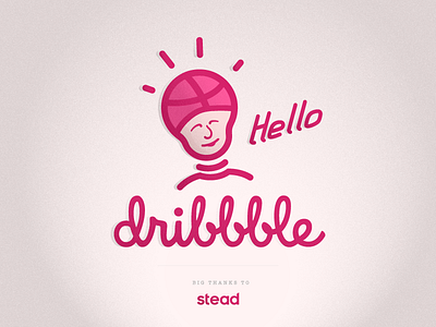 Hello Dribbble! debut dribbble first shot hello illustration invitation pink thanks vector