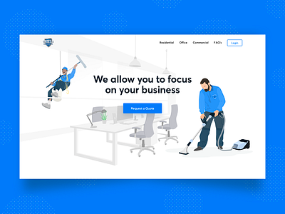 Office Cleaning Illustration blue character clean cleaning design diy draw illustration maintenance man office repair service vacuum web work