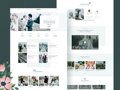 Brides: Wedding Landing Page beauty brides clean design event flower landing layout leaf love marriage planner template trendy typography ui ux vendor website wedding