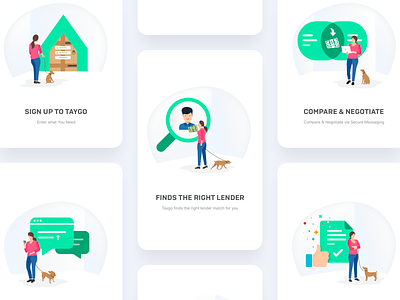 Taygo Onboarding Illustrations brand identity branding cards character clean design financial flat home home loan icon illustration lenders marketing onboarding taygo ui ux vector website