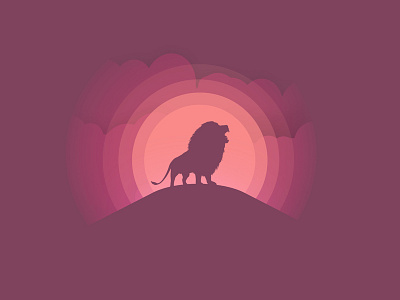 Forest King cloud gradient hills illustration lion sunset