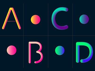 3D letters 3d a b c d gradient letters