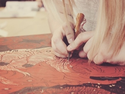 Carving away... art carving design printmaking relief tools wood cut