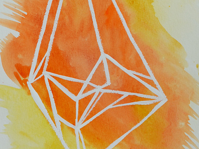 Orange Gem art gem geometric orange print watercolor watercoloring
