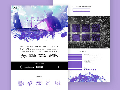 Music Marketing Website Design branding design layout one page typography ux watercolor web website