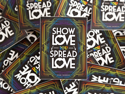 Show Love / Spread Love Sticker design griz rainbow retro sticker stickermule