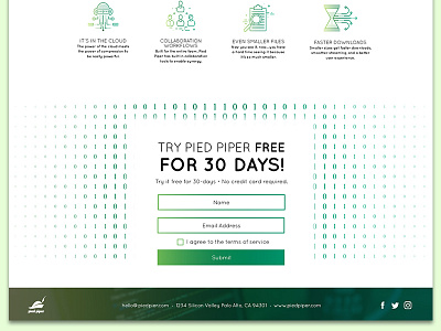 Pied Piper // Footer Detail Shot concept design footer form pied piper ui web