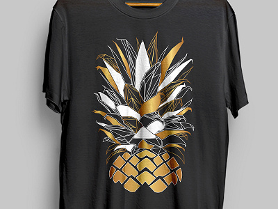 Golden Pineapple design geometric gold graphic pineapple shirt