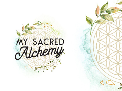 My Sacred Alchemy // Logo Design floral flower of life gold organic script typography wreath