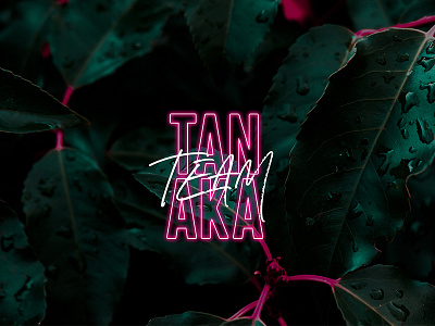 #TeamTanaka design fundraiser neon script tropical typography