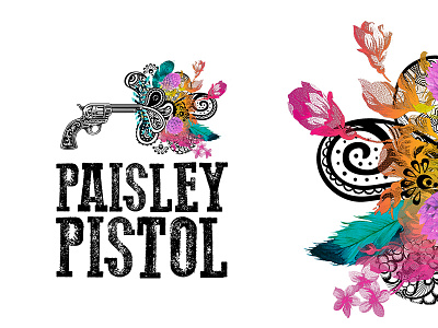 Paisley Pistol // Logo Design branding collage design illustration logo paisley pistol typography