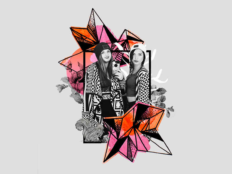 Cosmic Crystals Collage // Abby best friends flower watercolor collection watercolor crystals geometric custom art design digital collage cosmic crystals