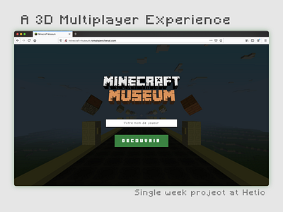 Minecraft Museum - 3D Multiplayer Experience 3d blocks experience hetic minecraft multiplayer museum project threejs web webgl