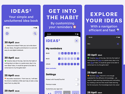 Ideas² - Your idea book on the AppStore app appstore book habit ideas ios journal screens