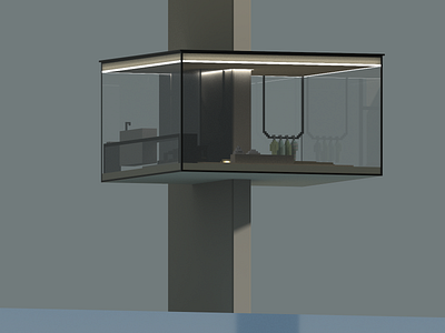 Minimalist flat floating over the sea | VoxelArt appartment architecture flat illustration minimalist voxelart