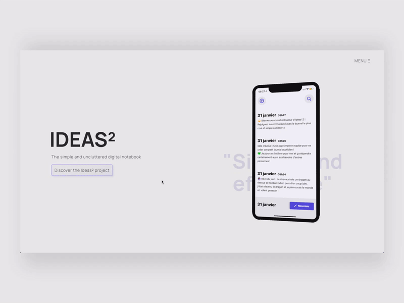 Ideas² Project - Portfolio 2020 2020 app css ios portfolio project