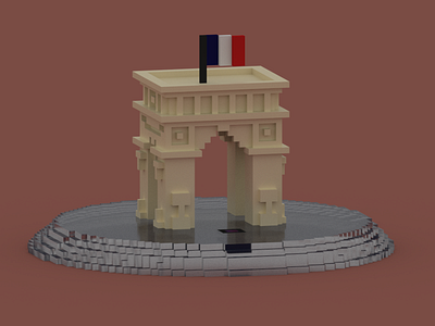 "Arc de Triomphe de l'étoile" in VoxelArt - Paris, France arc de triomphe architecture art france monument paris triumph arc voxel voxelart
