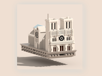 "Notre-Dame de Paris" in #VoxelArt - #30DaysChallenge architecture cathedral challenge france monument notre dame paris voxel voxelart