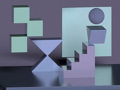 Geometric shapes composition in #VoxelArt - #30DaysChallenge 3d composition geometric magicavoxel rendering shapes voxel voxelart