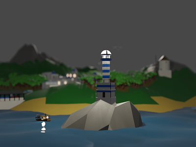 Santorini inspired Lighthouse #3DModeling boat city greck lighthouse ocean santorin sea