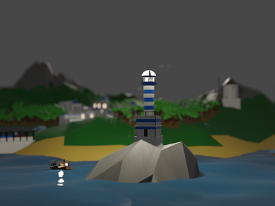 Santorini inspired Lighthouse #3DModeling