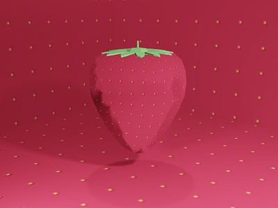 #LowPoly Strawberry - 3D in Blender