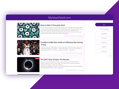 #DailyUI 94 - News 94 clean dailyui ideation material news purple