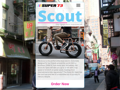 #DailyUI 96 - Currently In Stock 96 currently dailyui electric in motorbike scout stock super73