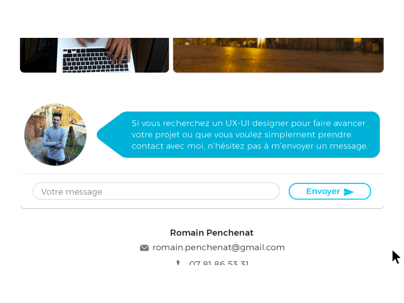 Conversational contact form contact conversational design form messenger motion original portfolio prototype