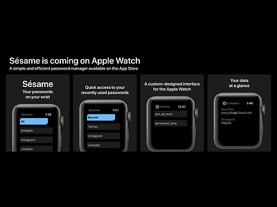 Sésame on Apple Watch - App Store screens app store apple manager password screens sésame watch