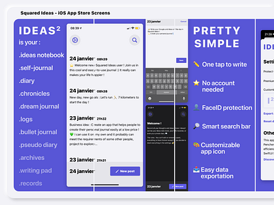 Squared ideas - App Store screens for iPhone X app store apple diary dream ideas iphone x journal notebook screen squared ideas