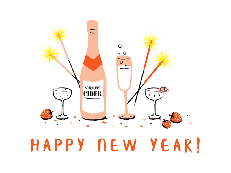 Happy New Year! brushy illustration illustrator web gif