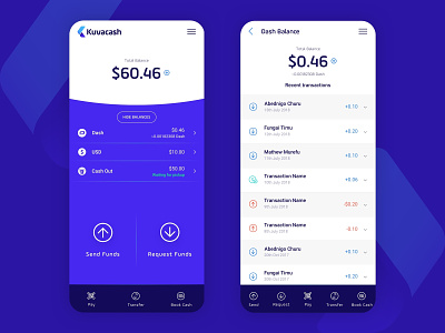Kuvacash App crypto crypto currency crypto exchange crypto wallet design finance finance app flat mobile mobile app transactions ui ux