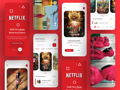 Netflix App Design - Squid Game app movie netflix red squidgame ui ux