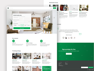 Apartment Rental airbnb article green home made home page housing rental app toronto ui ui ux web design