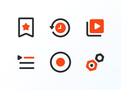 Video app icon set favorites icons mobile app playlists settinngs ui video