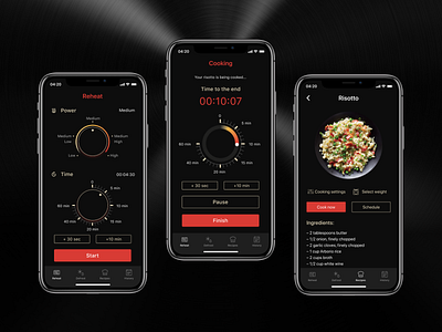 iOS app which allows you to control smart microwave oven design mobile ui smartoven ux