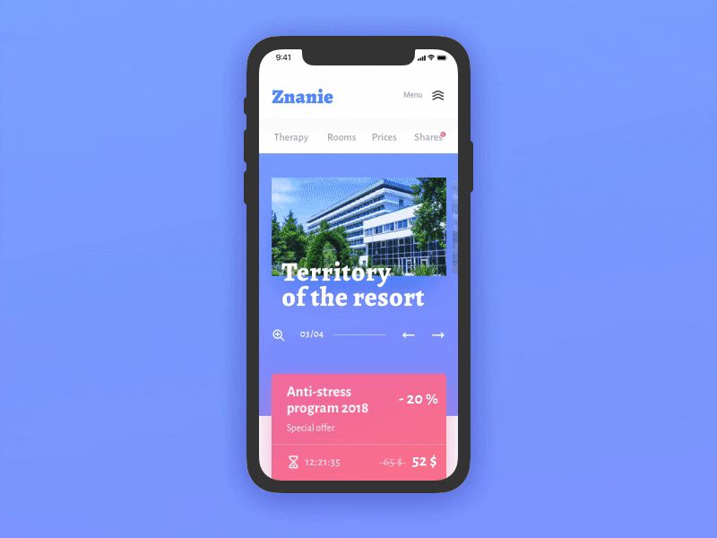 «Znanie» resort / main animation gif interface iphone mobile resort ui ux web