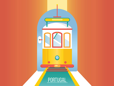 Portugal tram gradient graphic illustration minimal porto portugal simple tram