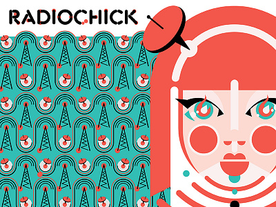 Radiochick flat girl graphic hothothot icon illustration minimal pattern personage simple