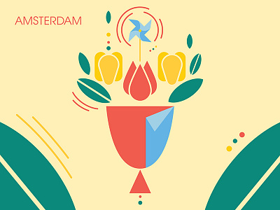 Amsterdam Tulips amsterdam flat flowers graphic holland illustration simple tulips