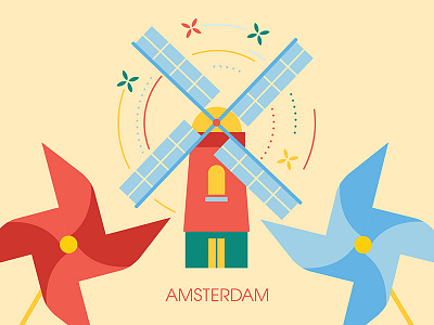 Amsterdam Wildmill amsterdam flat graphic holland illustration simple wildmill wind