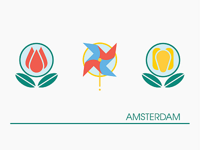 Amsterdam - icon amsterdam flat flowers graphic holland icon illustration simple tulips