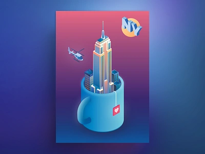 New York Postcard Empire State Building architecture cup empire state building gradient graphic illustration new york newyorkcity nyc postcard vector