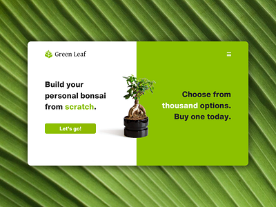Daily UI #003 - Landing Page bonsai dailyui design flat landing landingpage minimal nature plant ui webdesign