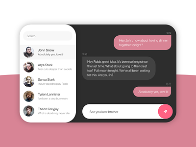 Daily UI #013 - Direct Messaging chat clean dailyui design directmessaging flat messaging messenger minimal ui webdesign