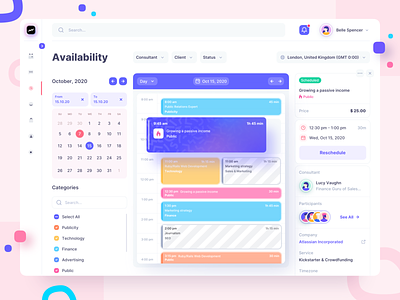 Calendar for scheduling consultations agenda available calendar calender consultation dashboad desktop events meeting planning schedule timeline ui web website